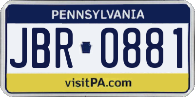 PA license plate JBR0881