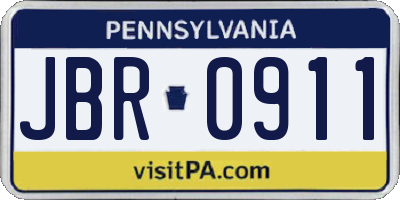 PA license plate JBR0911