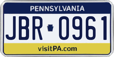 PA license plate JBR0961