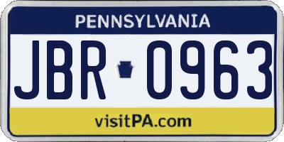 PA license plate JBR0963