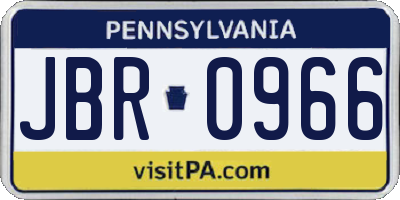 PA license plate JBR0966