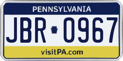 PA license plate JBR0967
