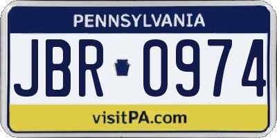 PA license plate JBR0974