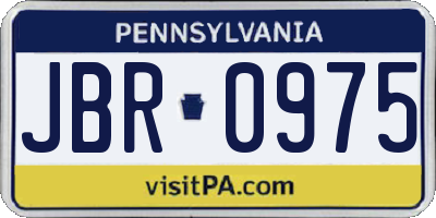 PA license plate JBR0975