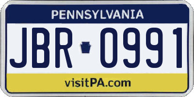 PA license plate JBR0991