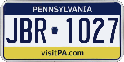 PA license plate JBR1027