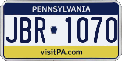PA license plate JBR1070