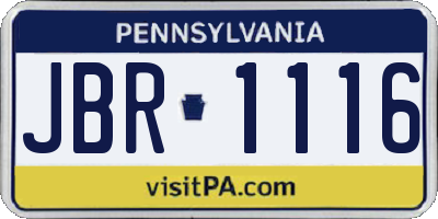 PA license plate JBR1116