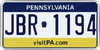 PA license plate JBR1194