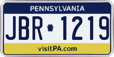 PA license plate JBR1219