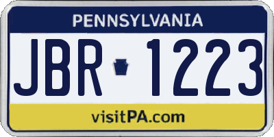 PA license plate JBR1223