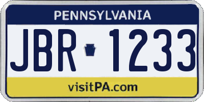 PA license plate JBR1233