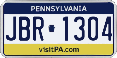 PA license plate JBR1304