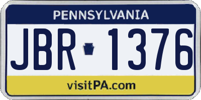 PA license plate JBR1376