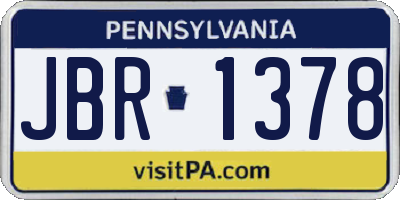 PA license plate JBR1378