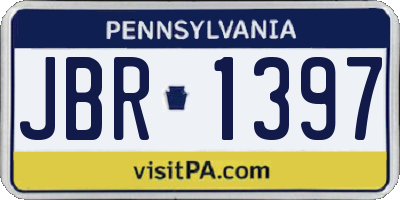PA license plate JBR1397