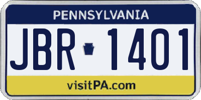 PA license plate JBR1401