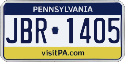 PA license plate JBR1405