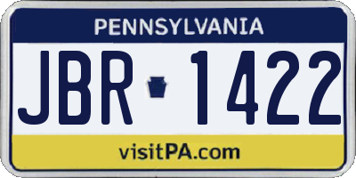 PA license plate JBR1422