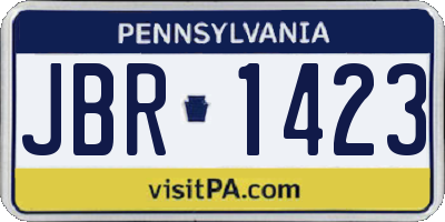 PA license plate JBR1423