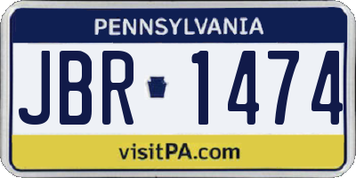PA license plate JBR1474