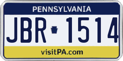 PA license plate JBR1514
