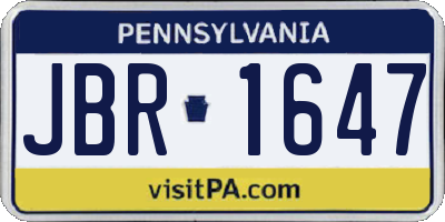 PA license plate JBR1647