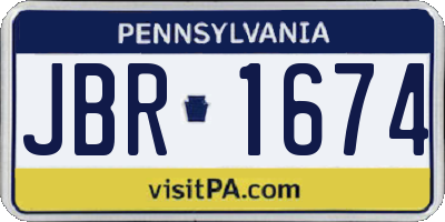 PA license plate JBR1674