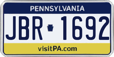 PA license plate JBR1692