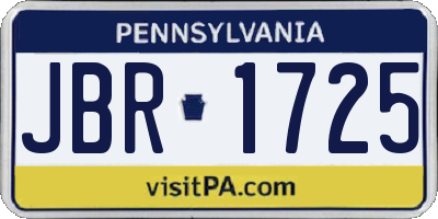 PA license plate JBR1725