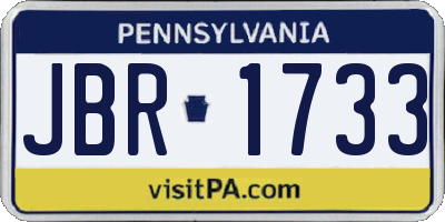 PA license plate JBR1733