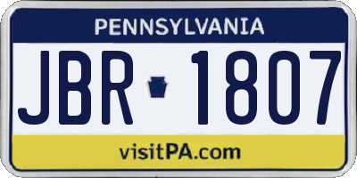 PA license plate JBR1807