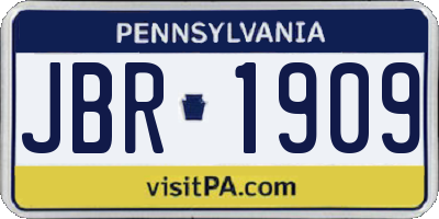 PA license plate JBR1909