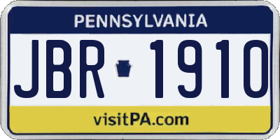 PA license plate JBR1910