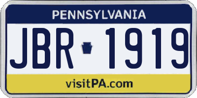 PA license plate JBR1919