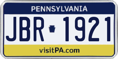PA license plate JBR1921