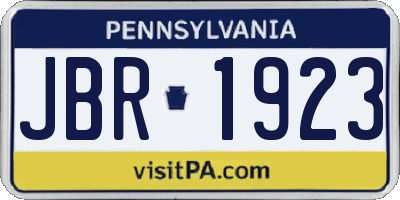 PA license plate JBR1923