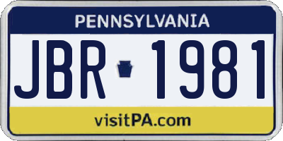 PA license plate JBR1981
