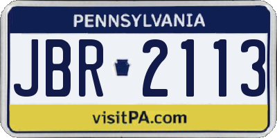 PA license plate JBR2113