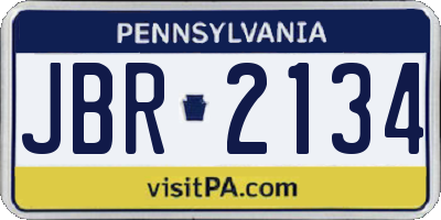 PA license plate JBR2134