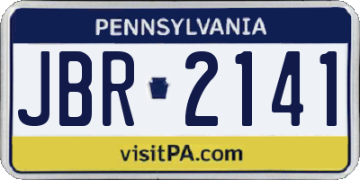 PA license plate JBR2141