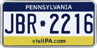 PA license plate JBR2216