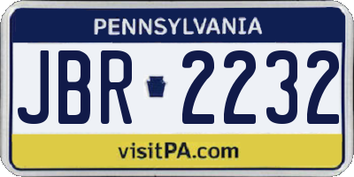 PA license plate JBR2232