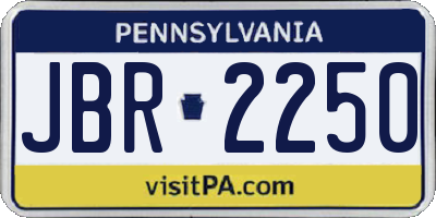 PA license plate JBR2250
