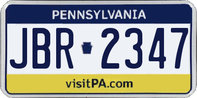 PA license plate JBR2347