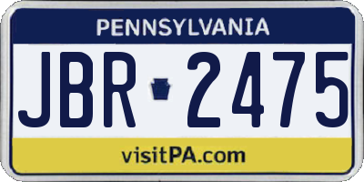 PA license plate JBR2475