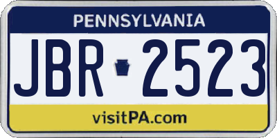 PA license plate JBR2523