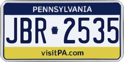 PA license plate JBR2535