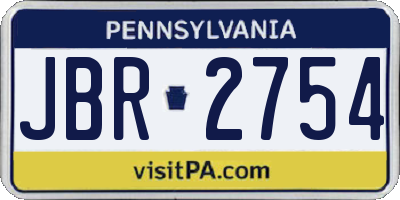 PA license plate JBR2754