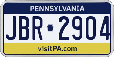 PA license plate JBR2904